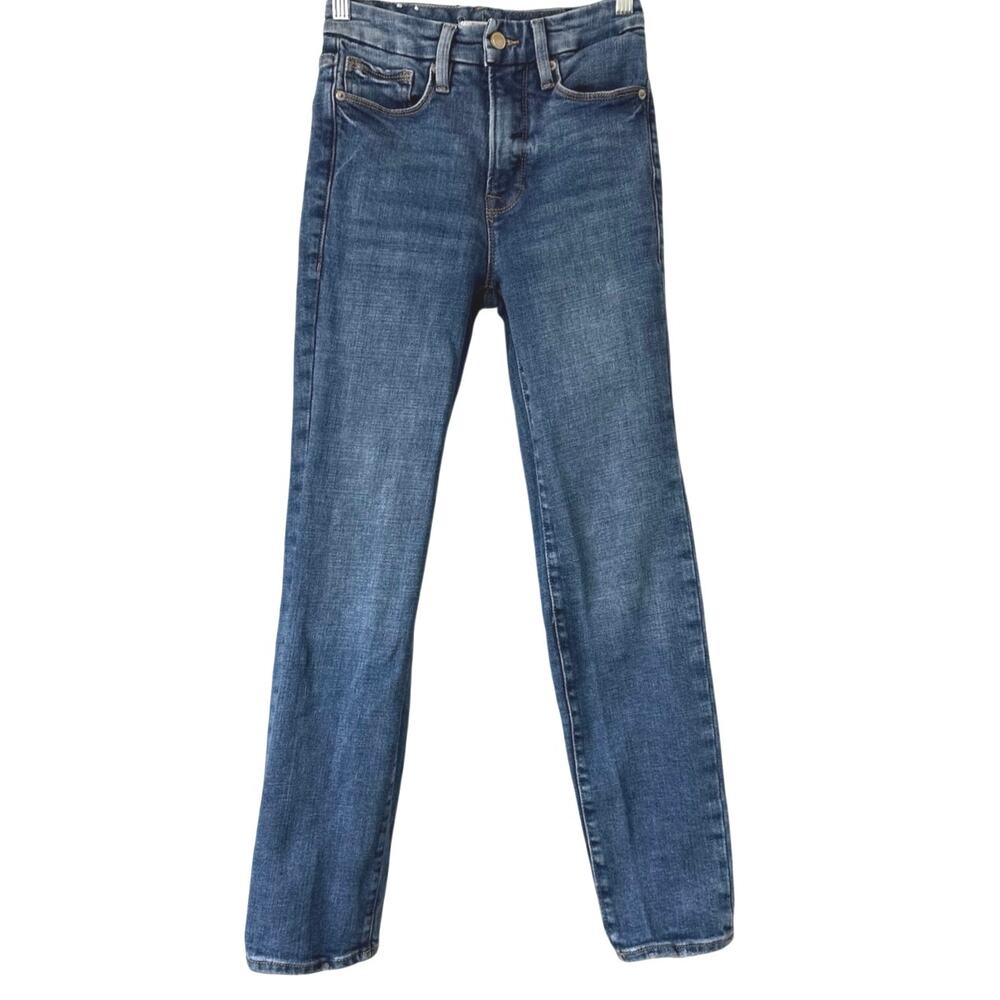 Good American Good Classic High Rise Skinny Jeans Women’s Size 0/25 Medium Wash